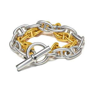 Hermès Chaine d’Ancre GM Double Chain Bracelet 18K Gold and Silver