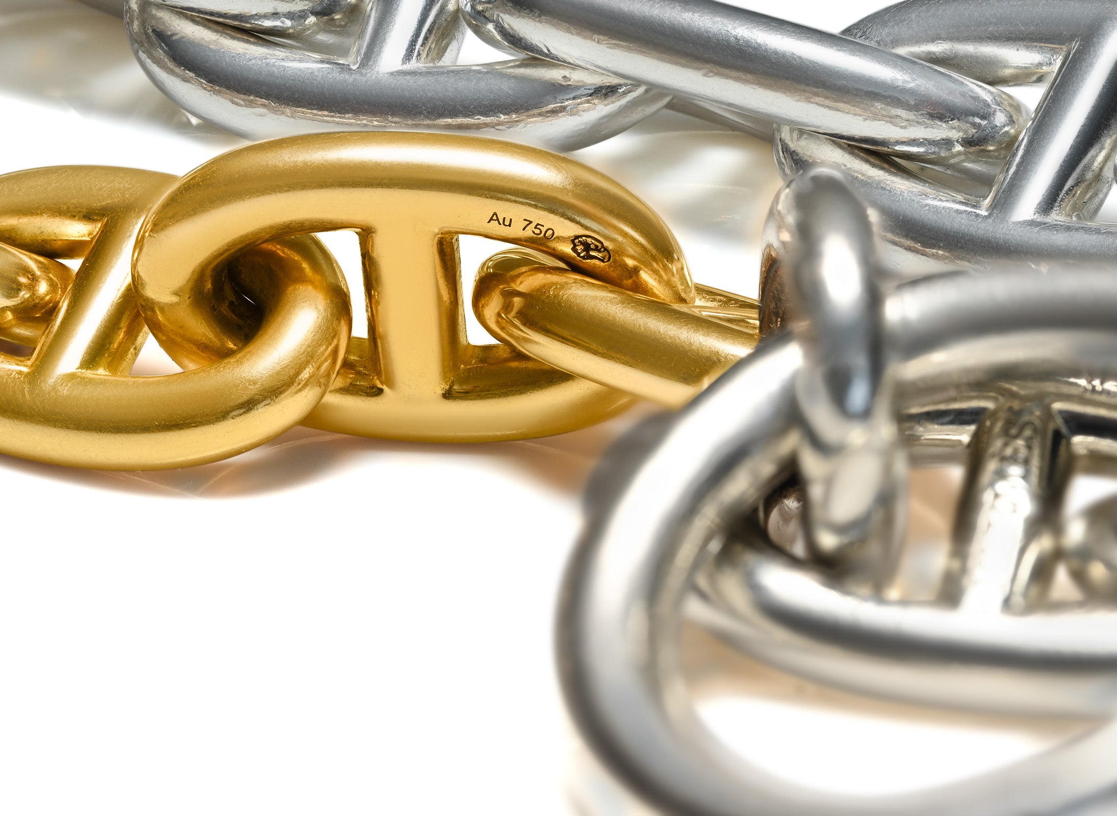 Hermès Chaine d'Ancre Bracelet 18K Gold Silver Toggle Clasp