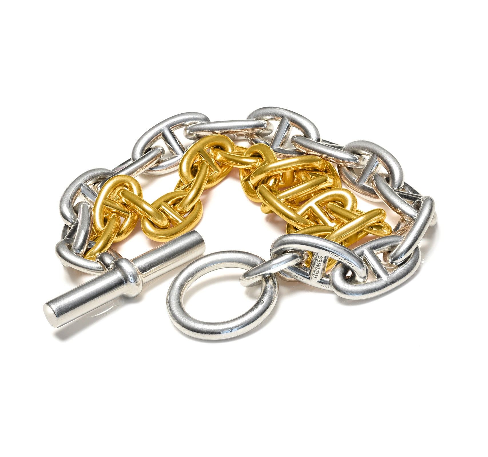 Hermès Chaine d'Ancre Bracelet 18K Gold Silver Toggle Clasp