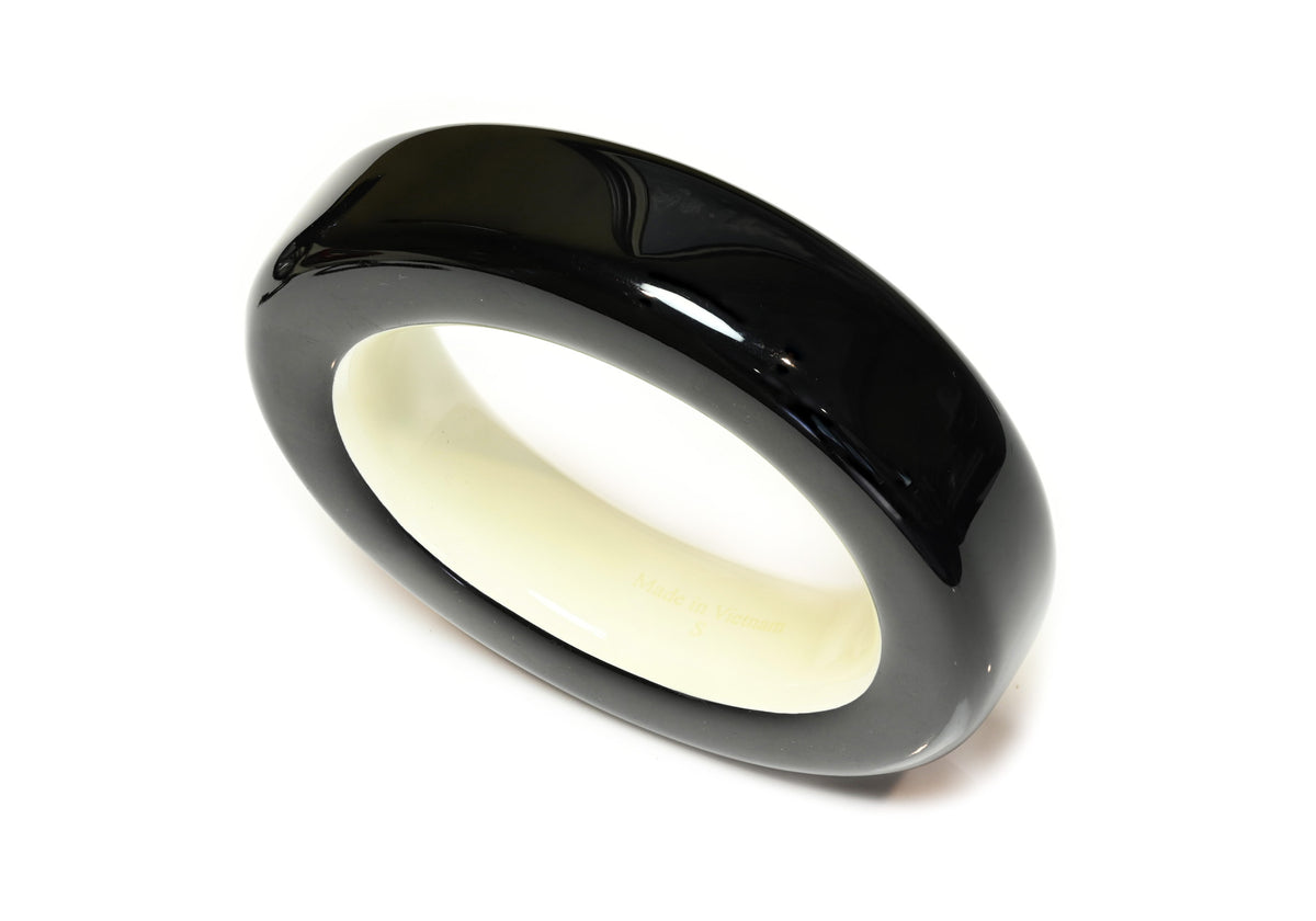 Hermes Paris Black Wood Lacquer Bangle Bracelet 1