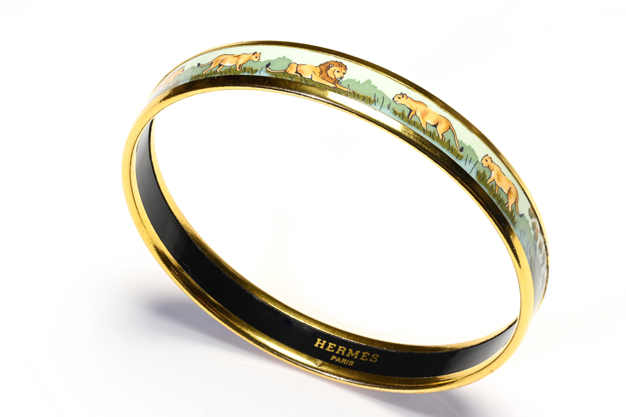 Hermes Paris Gold Plated Lion Bangle Bracelet 2
