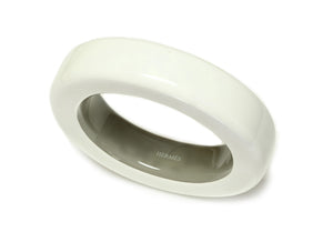 Hermes Paris White Wood Lacquer Bangle Bracelet