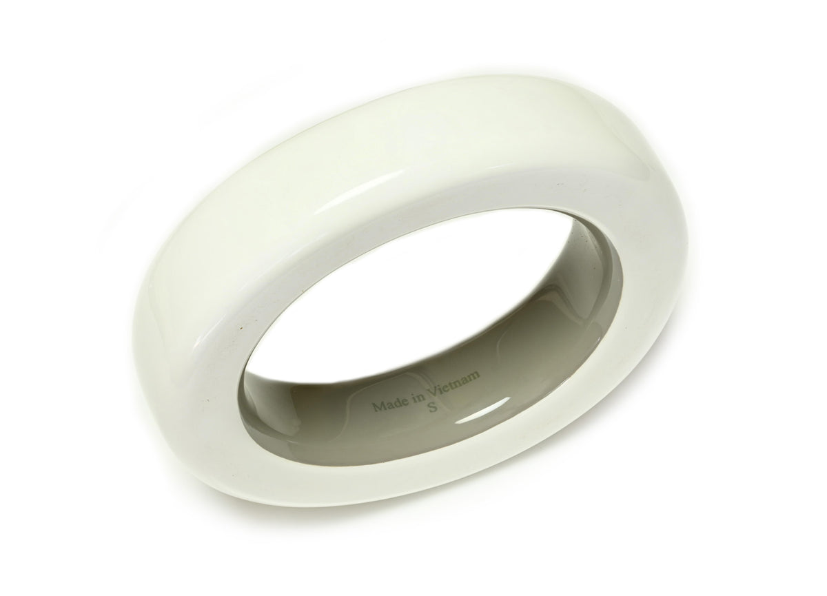 Hermes Paris White Wood Lacquer Bangle Bracelet 1