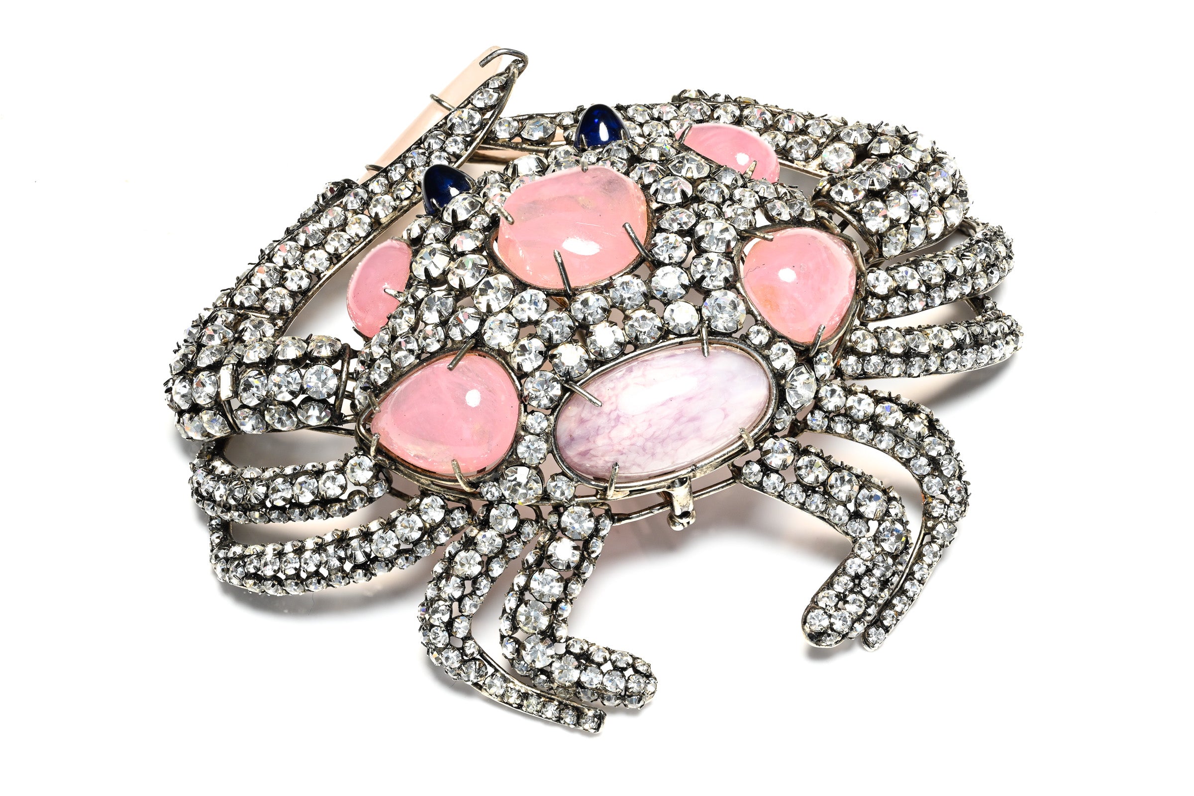 Vintage Iradj Moini Pink Quartz Crystal Crab Brooch