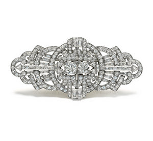 Impressive Art Deco Diamond Double Clip Brooch in Platinum
