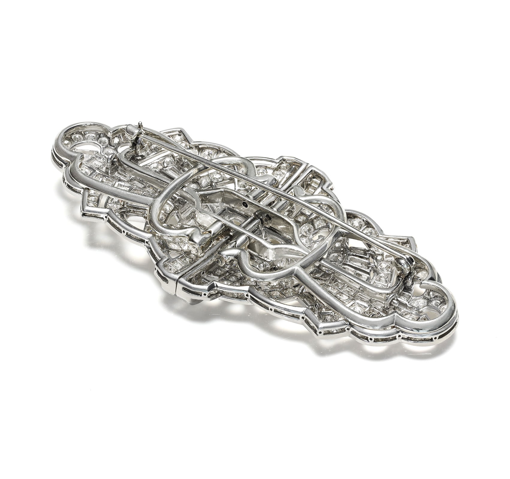 Platinum Art Deco Diamond Double Clip Brooch 