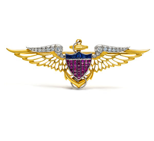 J.E. Caldwell & Co. Ruby Sapphire Diamond American Patriotic Brooch
