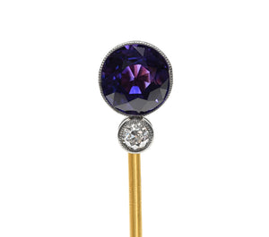 J.E. Caldwell & Co. 1.30 Carat Purple Sapphire Diamond Stick Pin