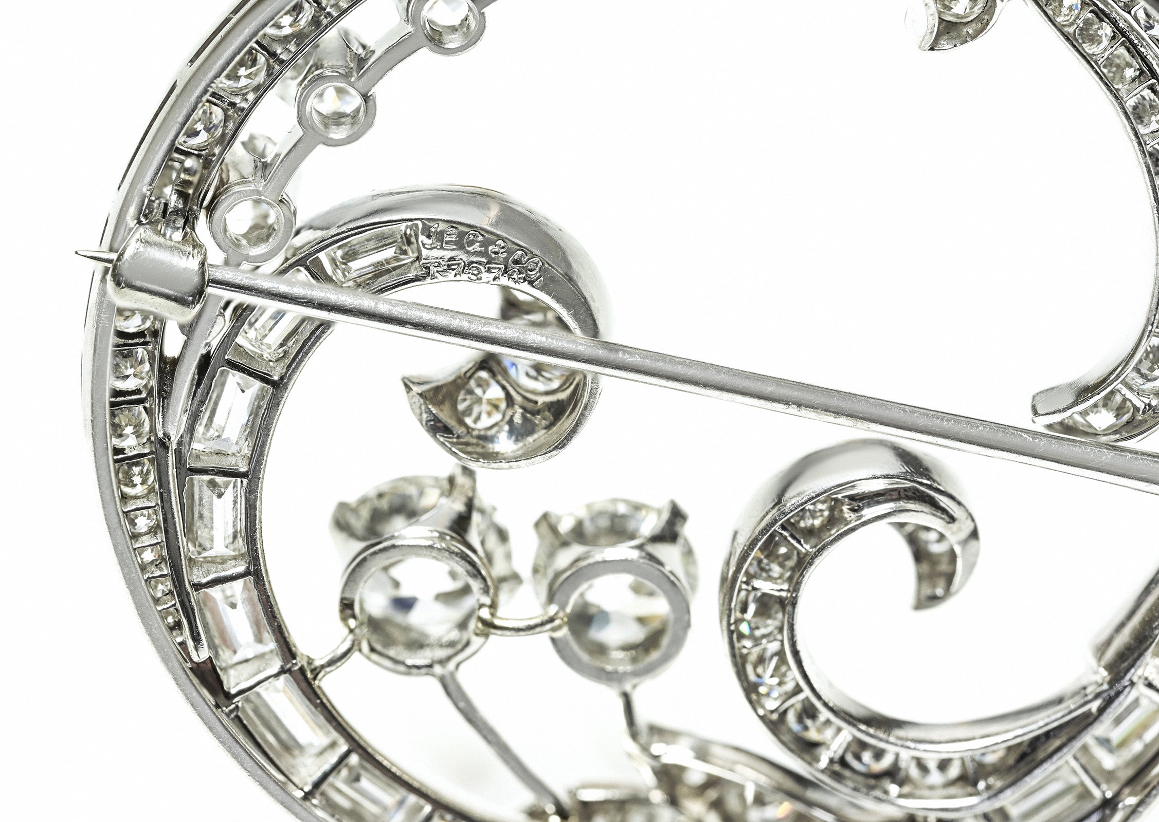 J.E. Caldwell & Co. Platinum Circle Brooch with DiamondS