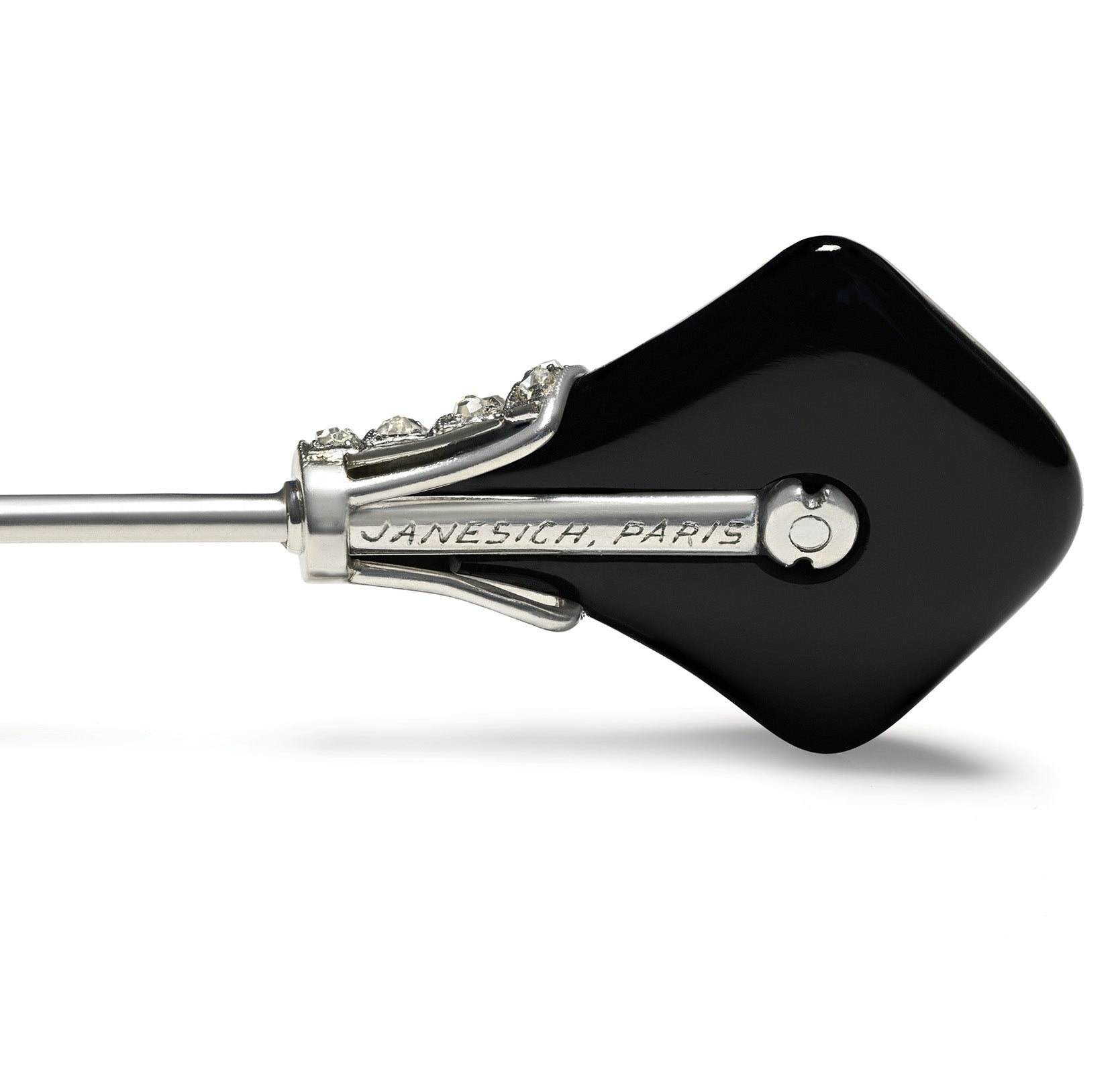 Janesich Paris Onyx and Diamond Platinum Stick Pin