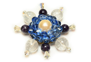 Vintage John Reubens Amethyst Rock Crystal Pearl Large Brooch