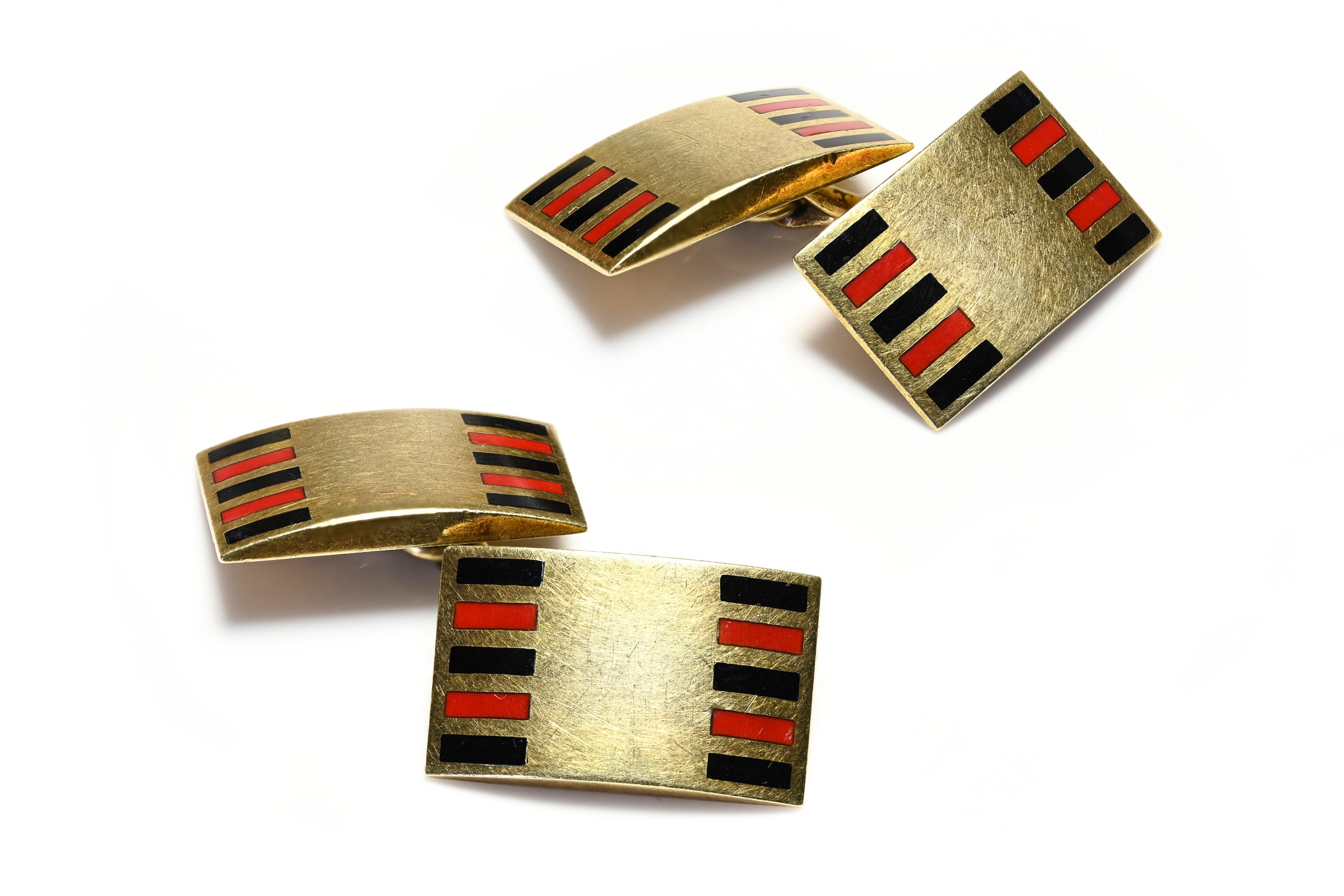 Krementz Art Deco Gold Enamel Cufflinks 