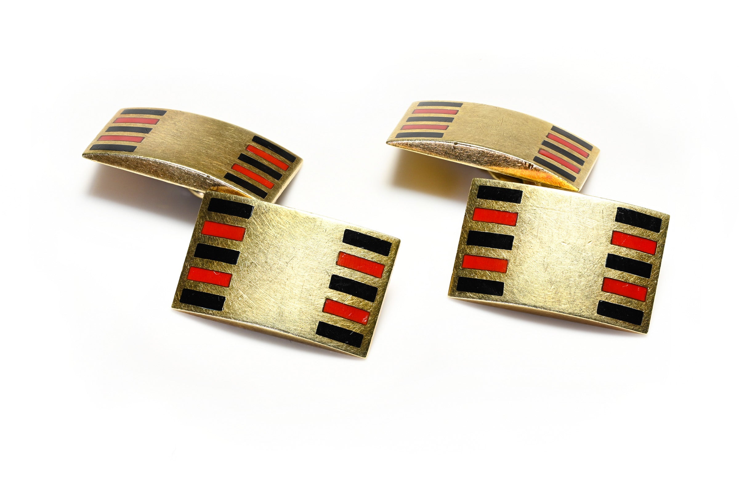 Krementz Art Deco Gold Enamel Cufflinks 