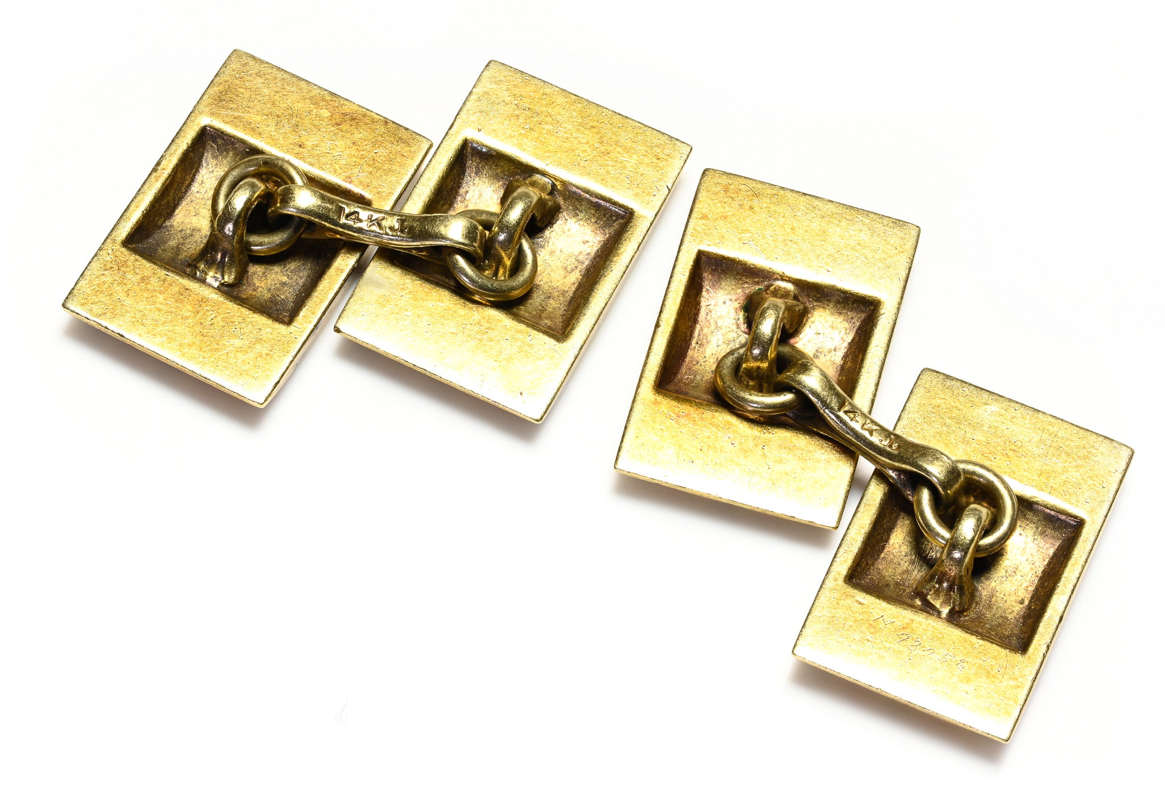 Krementz Art Deco Gold Enamel Cufflinks 