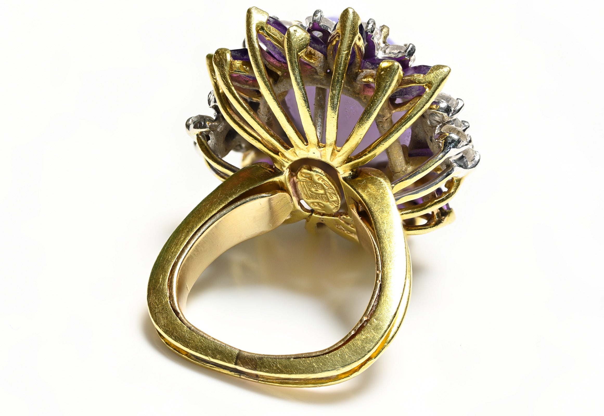 La Triomphe 18K Gold Purple Jade Amethyst Diamond  Ring Set