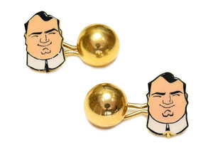 Rare Lacloche Frères Enrico Caruso Art Deco 18K Gold Enamel Cufflinks