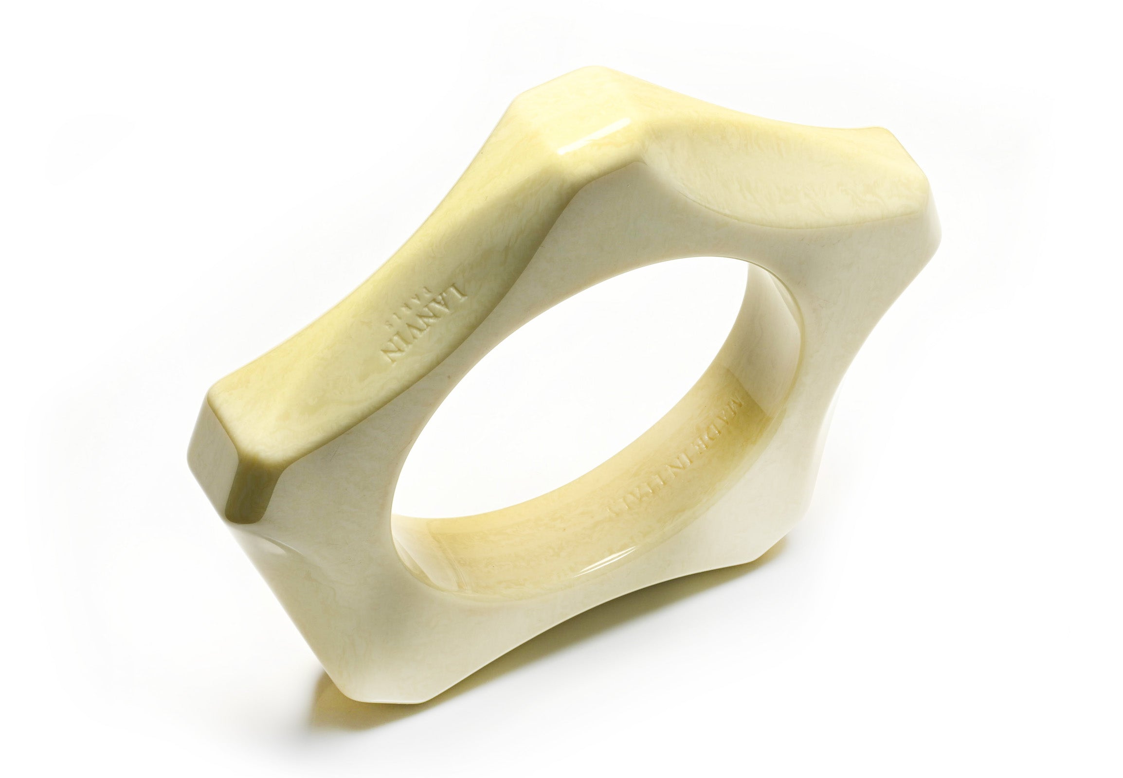 Lanvin Paris Alber Elbaz White Resin Geometric Bangle Bracelet