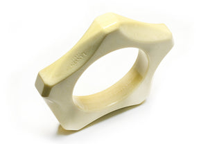 Lanvin Paris Alber Elbaz White Resin Geometric Bangle Bracelet