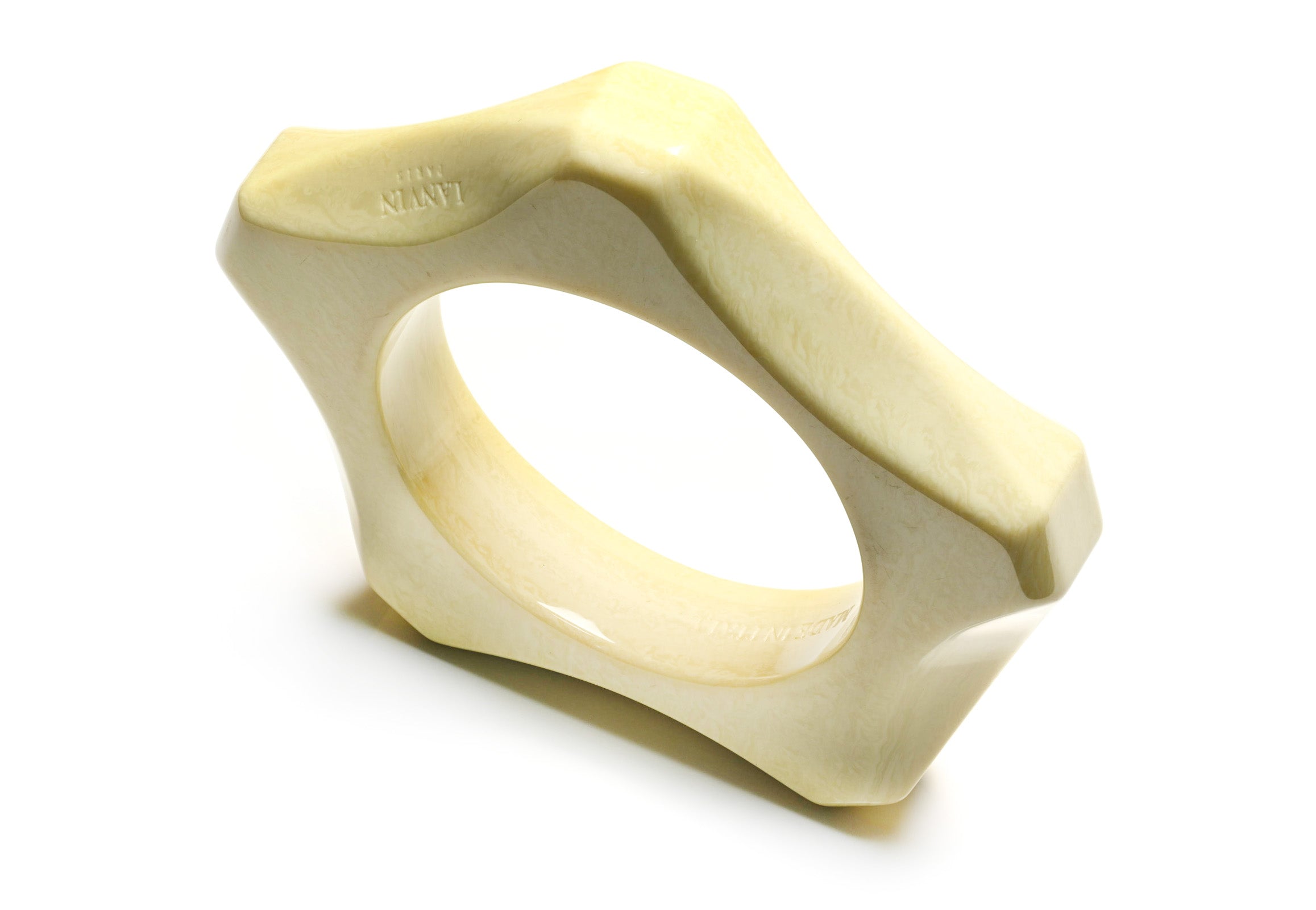 Lanvin Paris Alber Elbaz White Resin Geometric Bangle Bracelet 1