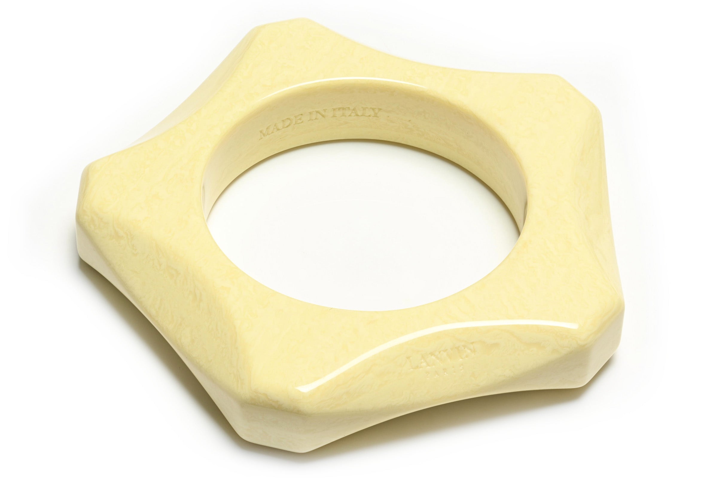 Lanvin Paris Alber Elbaz White Resin Geometric Bangle Bracelet 2