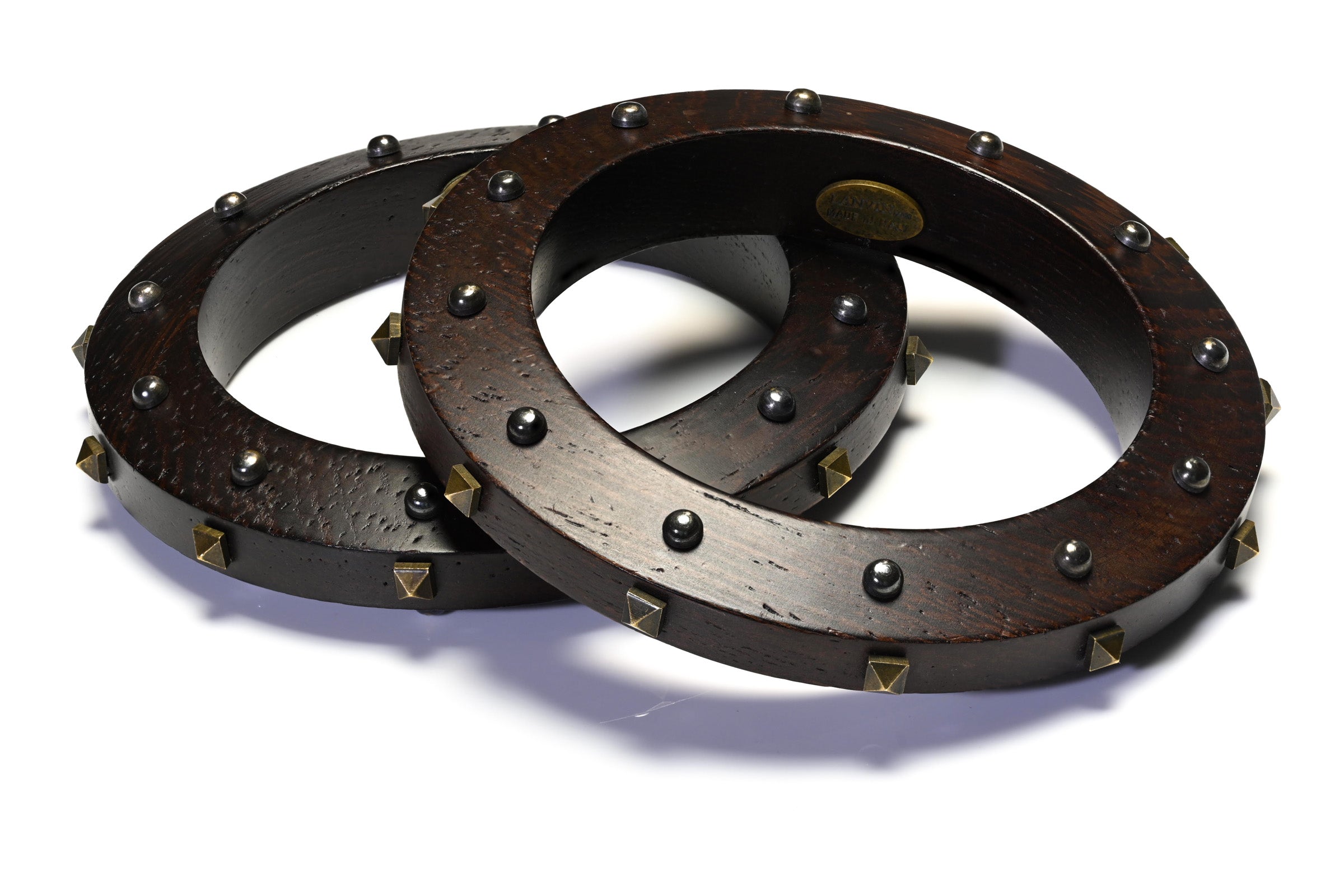 Lanvin Paris Alber Elbaz Wood Studded Set of 3 Bangles 