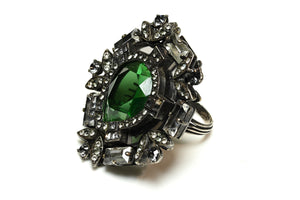 Lanvin Paris Fall 2012 Green Crystal Large Cocktail Ring
