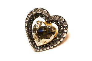 Lanvin Paris Large Crystal Heart Cocktail Ring