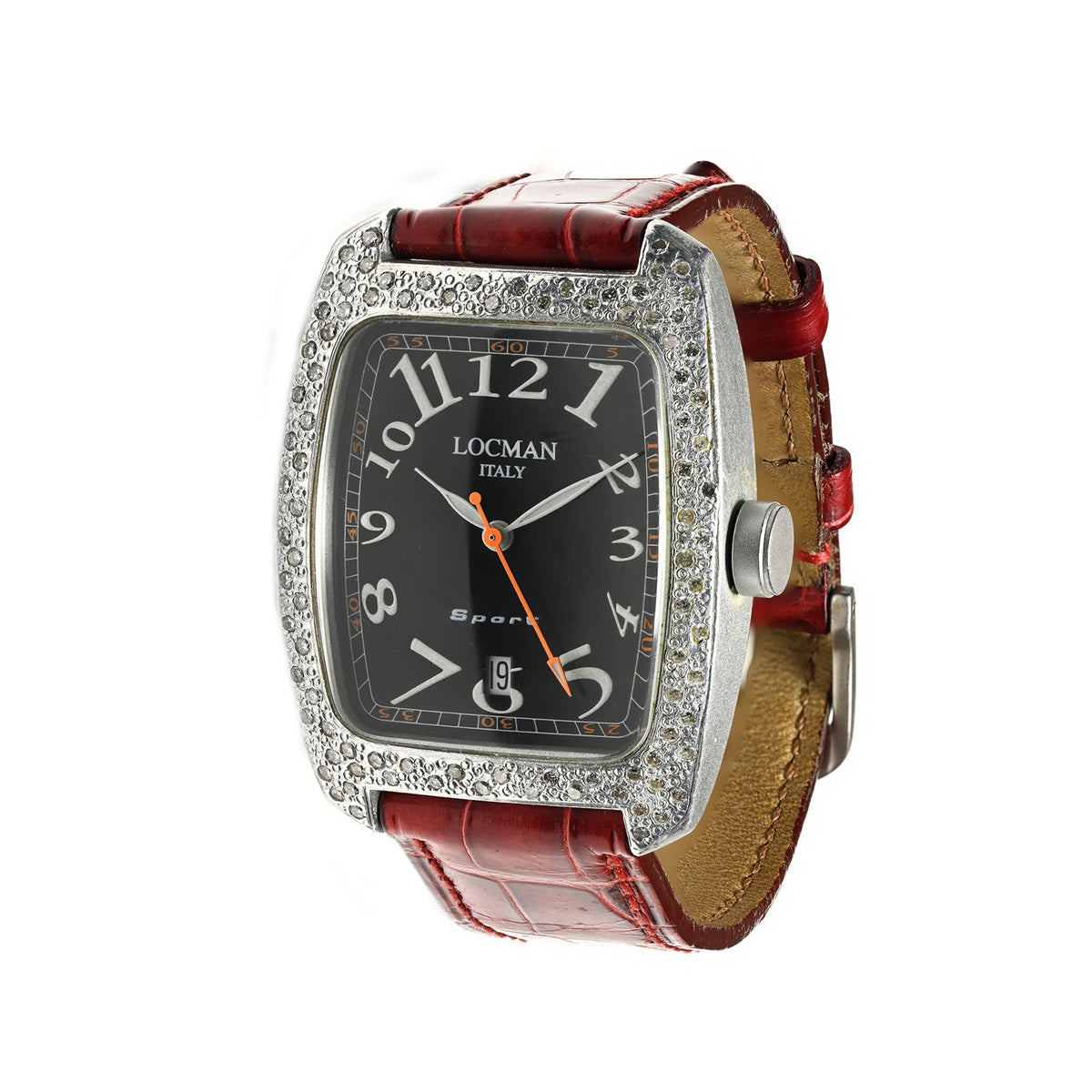 Locman sport watch with Diamond bezel. Gray with black strap. Original owner Locman Square Wristwatches for sale | eBay main image 2