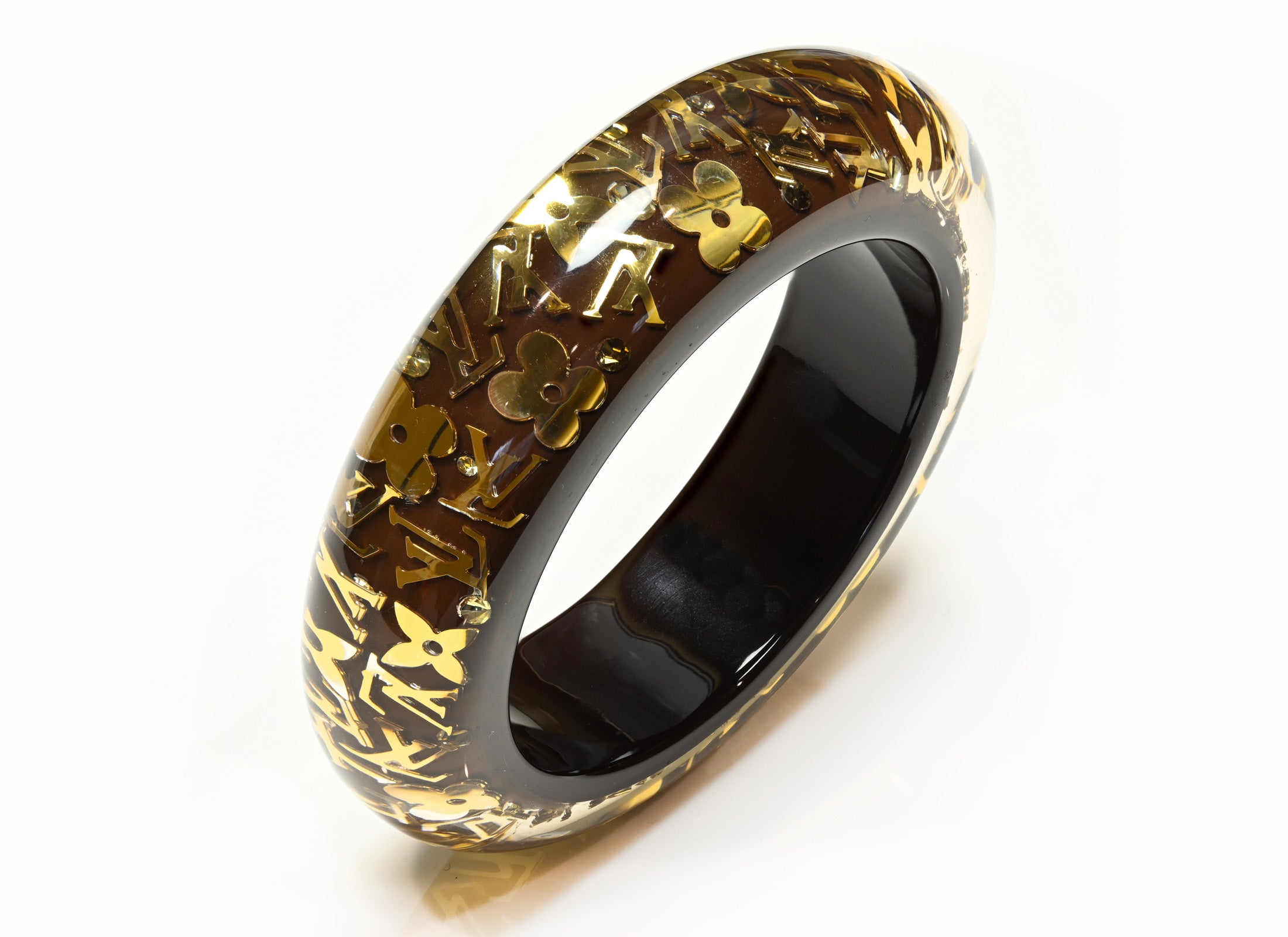 Louis Vuitton Paris Brown Monogram Lucite Bangle Bracelet