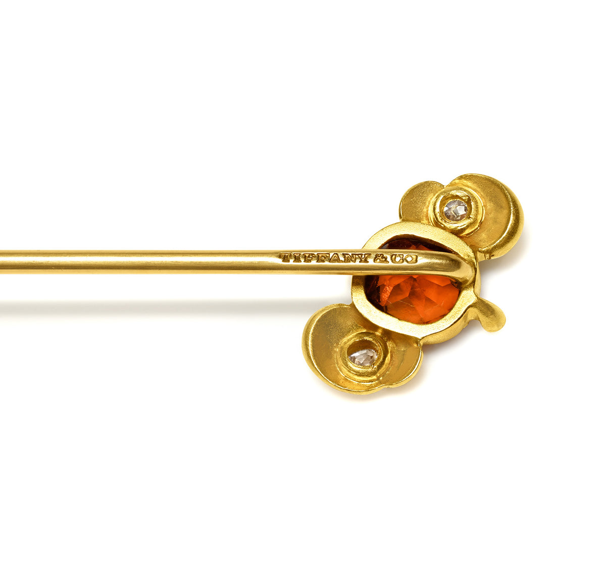 Louis Comfort Tiffany Art Nouveau Garnet Diamond Gold Stick Pin Hallmark
