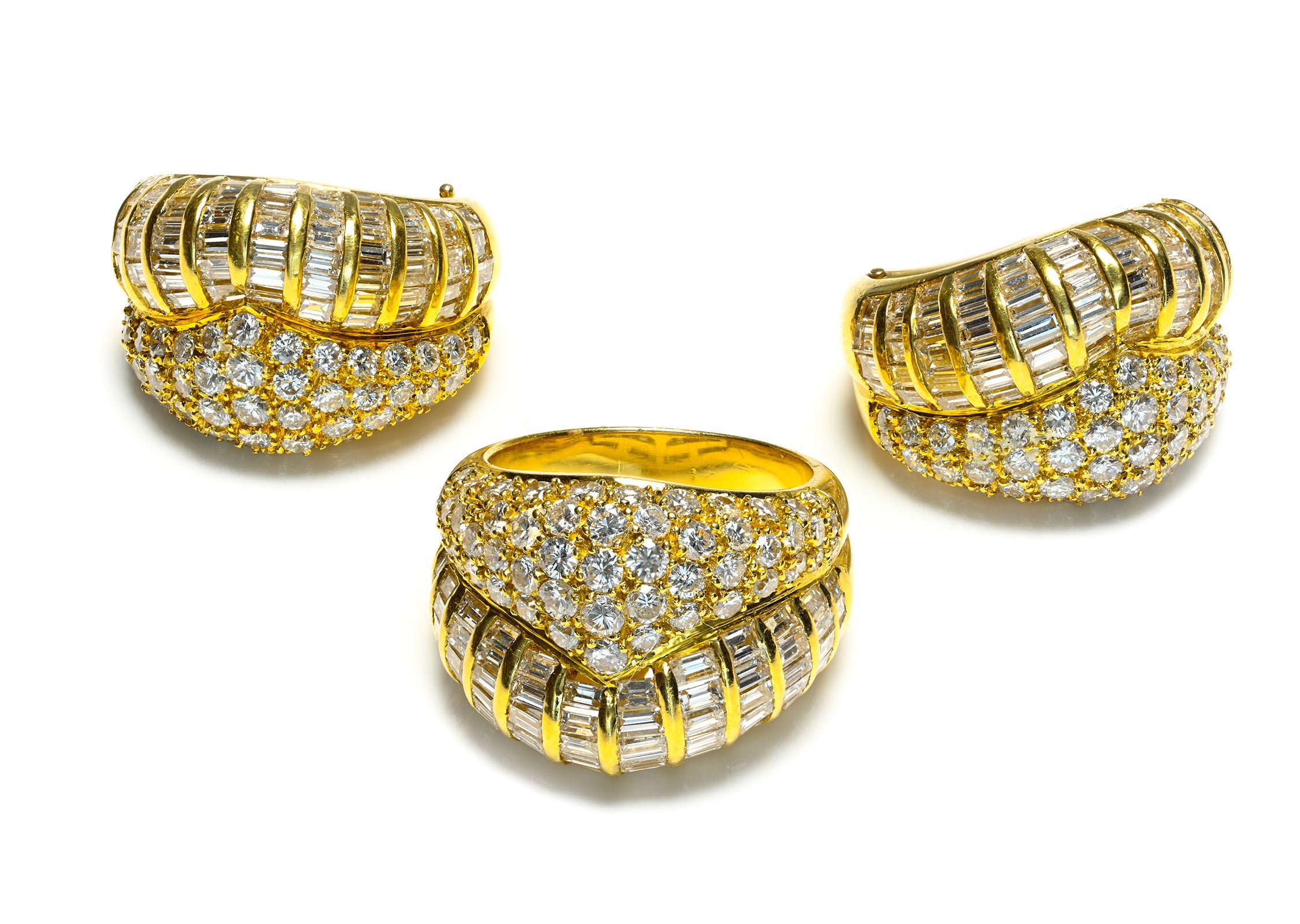 Marina B 18K Gold Diamond Ring Earrings 