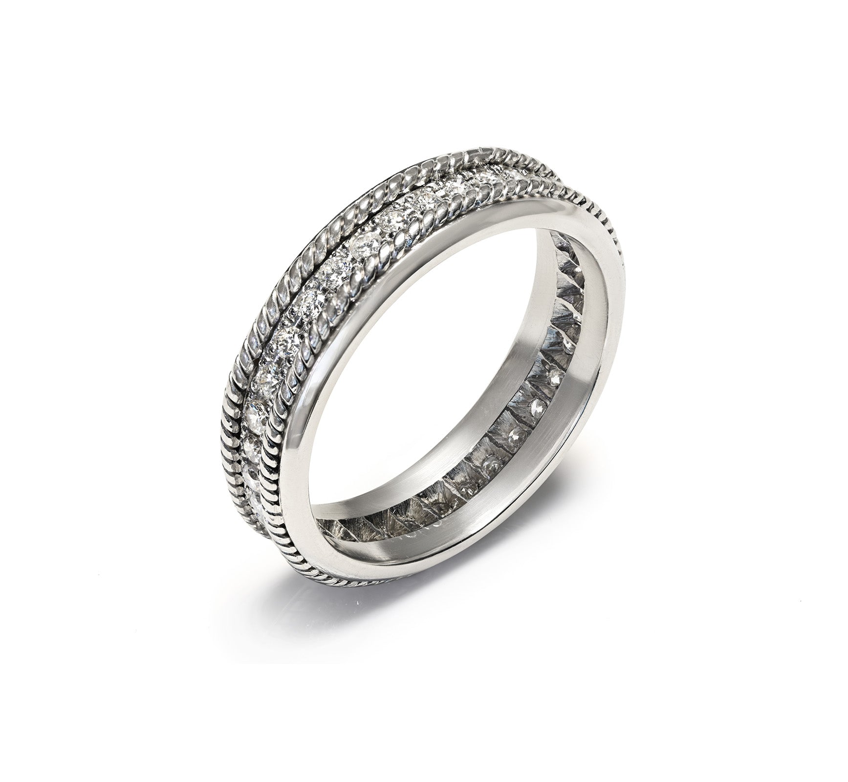 Diamond Eternity Band Ring Men's Rope-Design