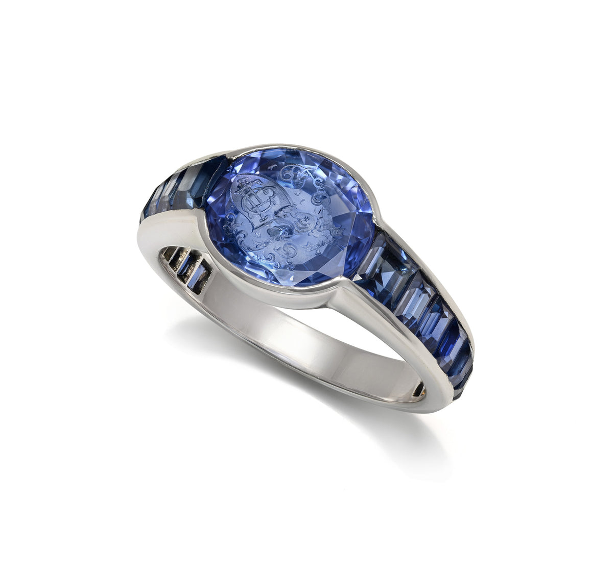 Men’s No Heat Ceylon Sapphire Intaglio Ring, Gübelin Report