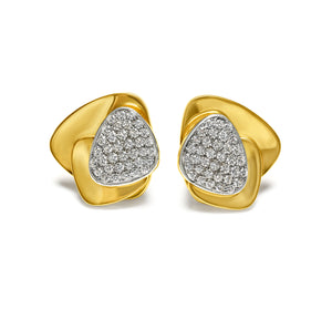 Vintage Modernist Sculptural Diamond and 18K Gold Earrings, 3.50 Carats