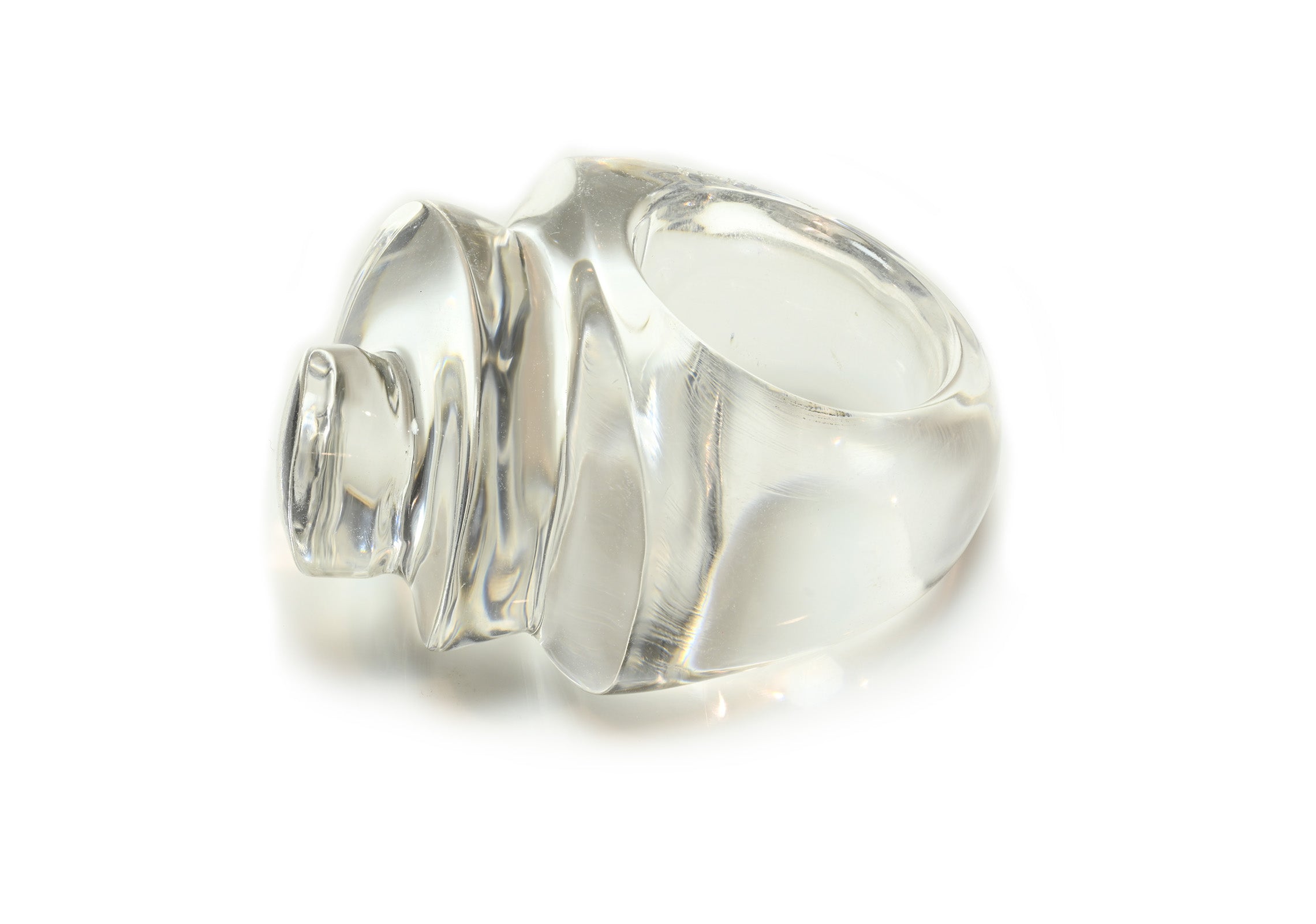 Patricia Von Musulin Lucite Carved Ram Cocktail Ring