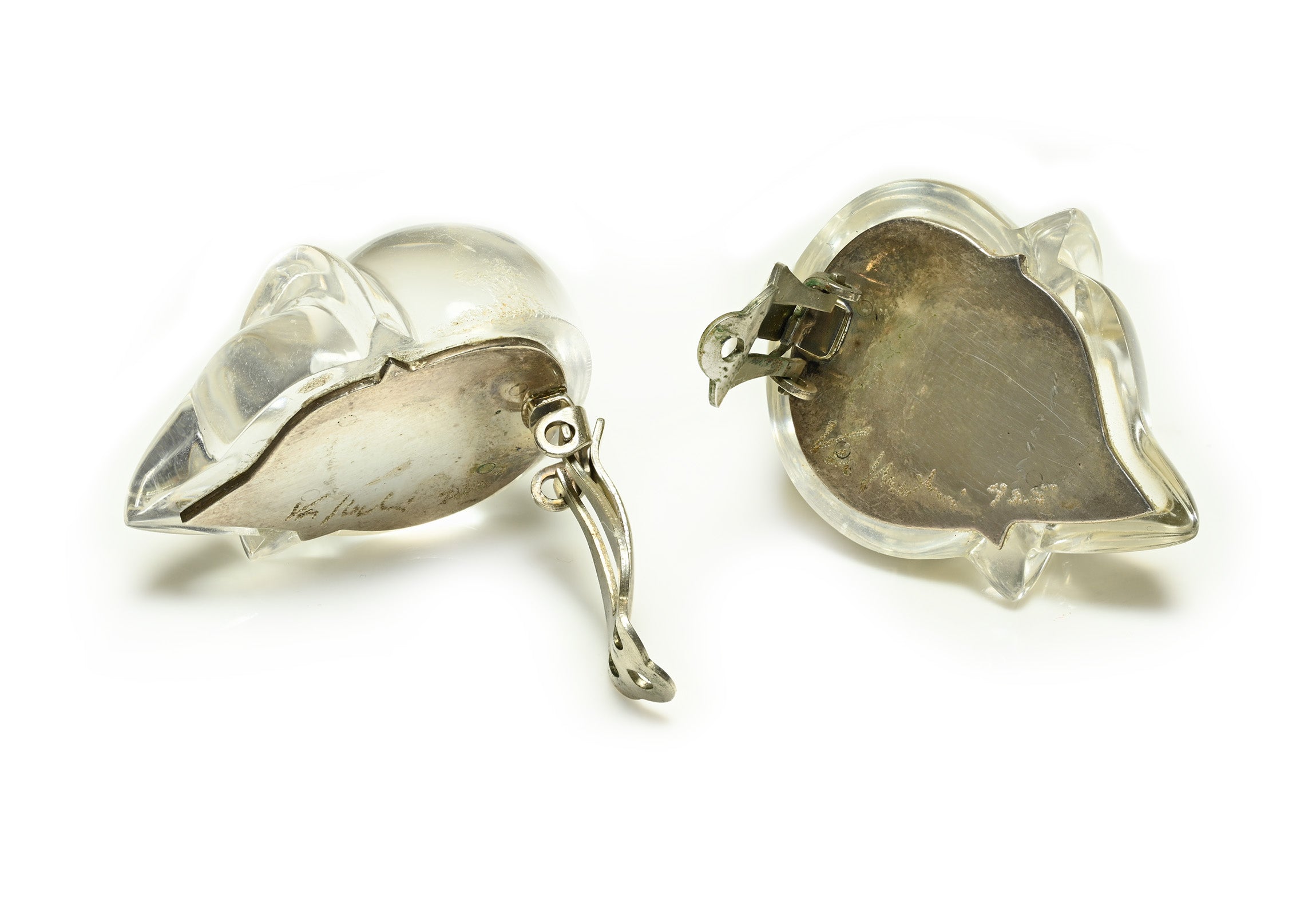 Patricia Von Musulin Lucite Sterling Silver Swirl Earrings Hallamark 