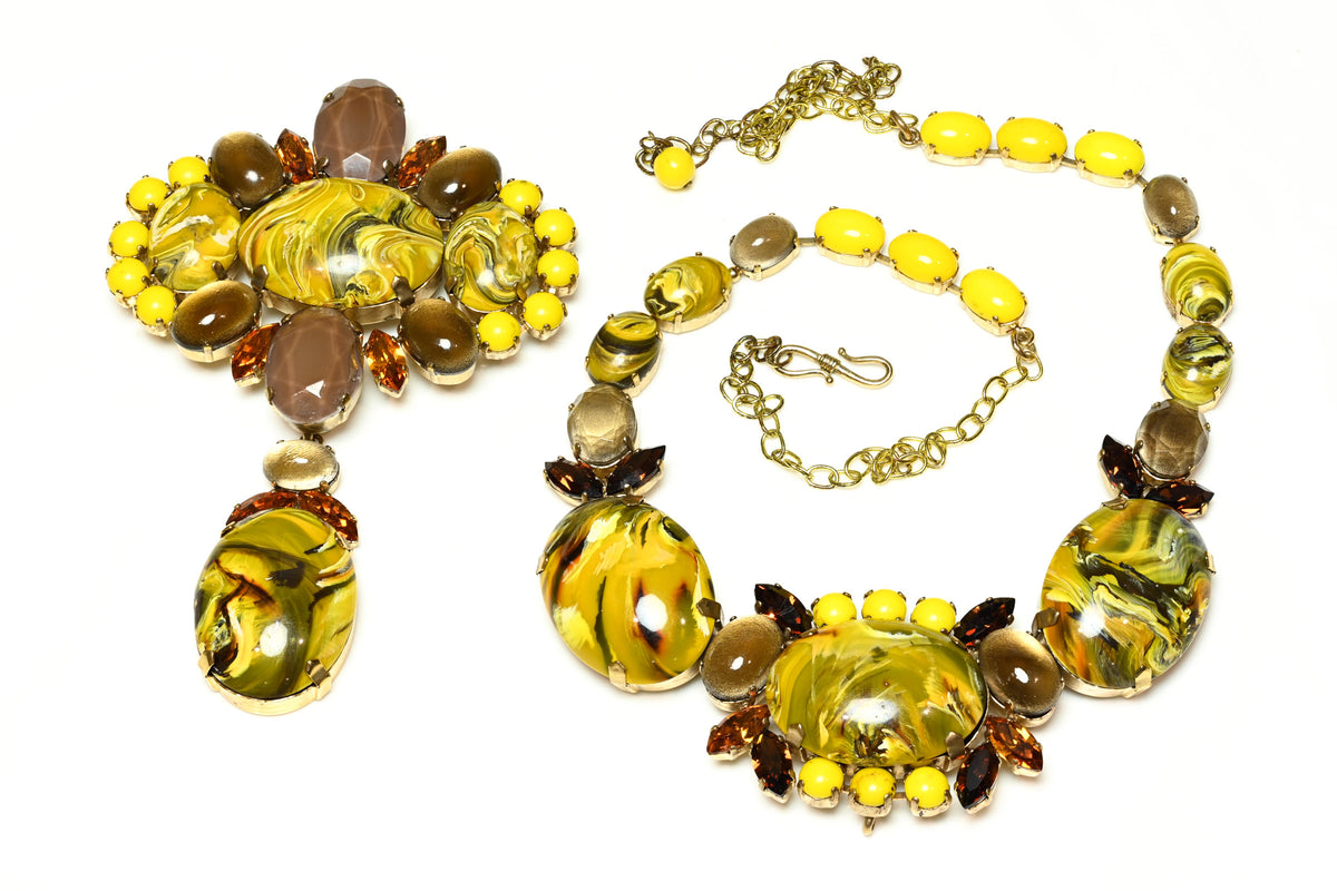Philippe Ferrandis Yellow Brown Resin Crystal Interchangeable Necklace