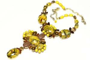 Philippe Ferrandis Yellow Brown Resin Crystal Interchangeable Necklace