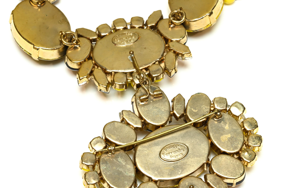 Philippe Ferrandis Yellow Brown Resin Crystal Interchangeable Necklace 3