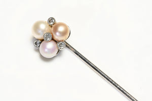 Pickslay & Co. Platinum Fancy Color Natural Pearl and Diamond Stick Pin