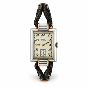 Rare Art Deco Gruen Precision Gold Rectangular Watch