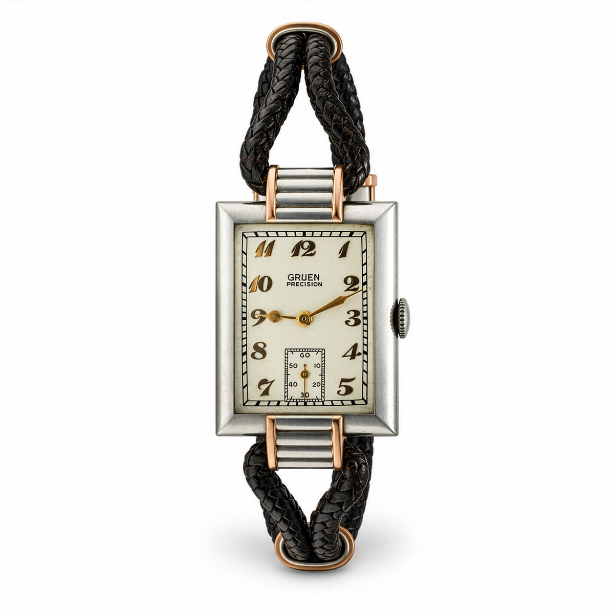 Men’s Art Deco Gruen Precision Extra 14K Two-Tone Gold Rectangular Watch