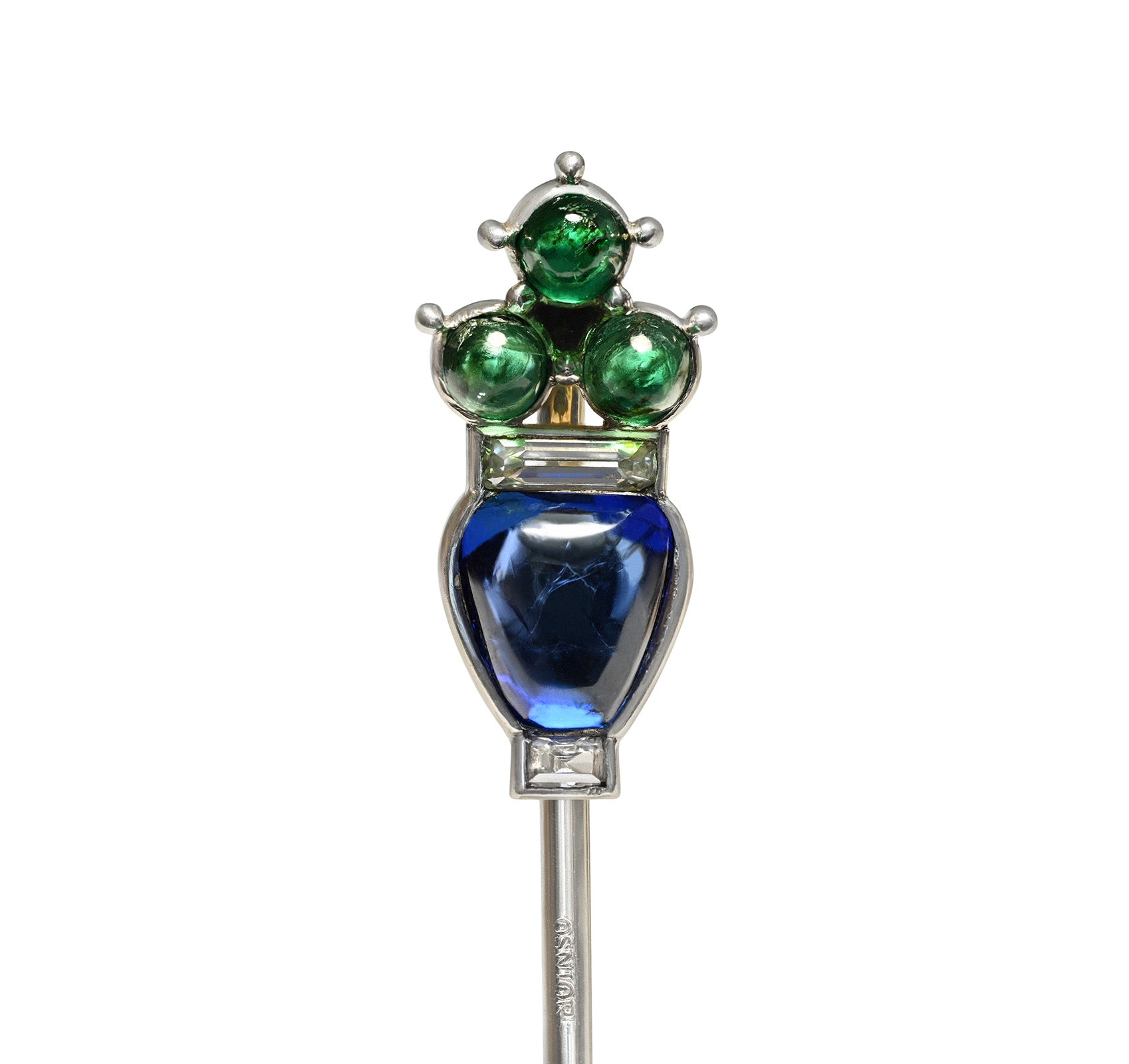Rare Cartier Tutti Frutti Emerald Sapphire Diamond Stick Pin