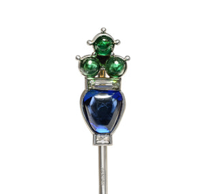 Rare Cartier Tutti Frutti Emerald Sapphire Diamond Stick Pin