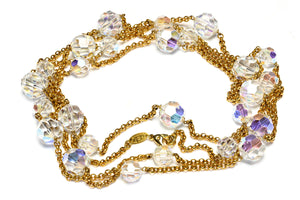 Rare Chanel Spring 1991 Holographic Crystal Beads Sautoir Necklace