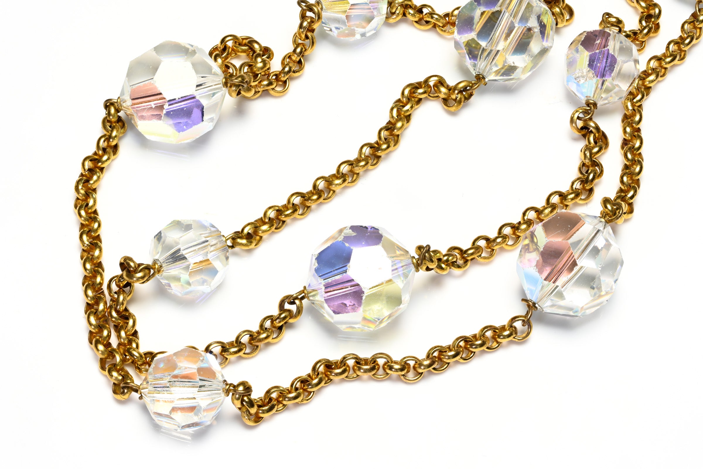 Rare Chanel Spring 1991 Holographic Crystal Beads Sautoir Necklace 2