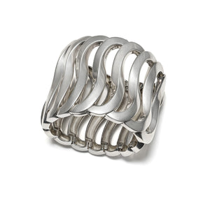 Rare Hermès Sculptural Wave Wide Cuff Bracelet in Sterling Silver