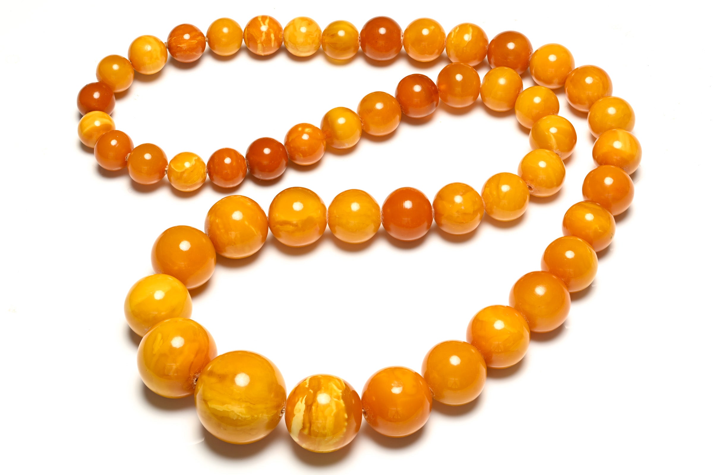 Rare Natural Amber Necklace with Butterscotch Graduated Beads