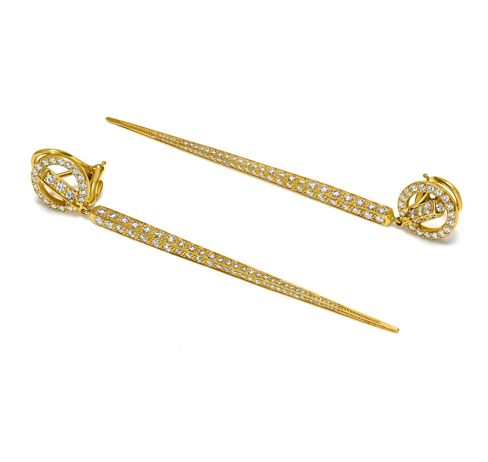 Robert Bruce Bielka 5 CTW Diamond Drop Earrings 18K Gold