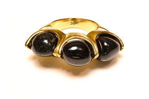Robert Goossens Paris Gold Plated Black Stone Ring